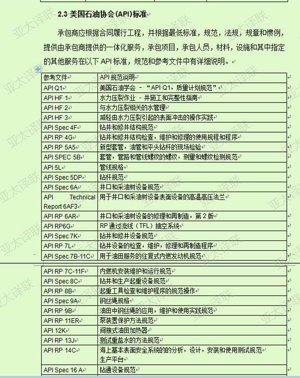 石油翻译案例